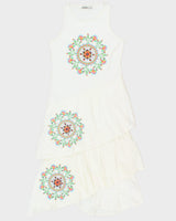 Vintage Y2K 2000s Desigual Semi Sheer Asymmetric Tiered Hem Dress - L