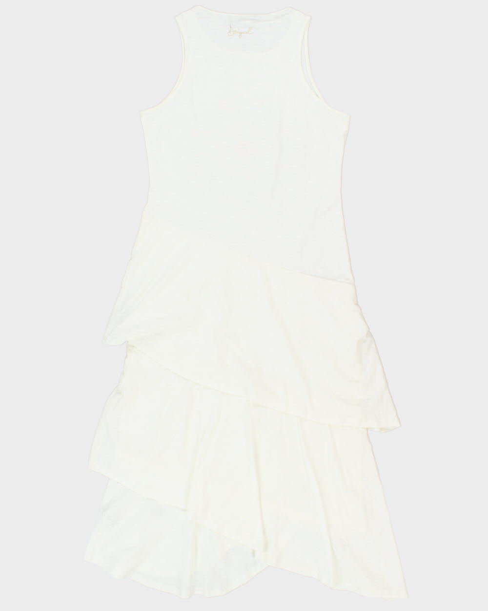 Vintage Y2K 2000s Desigual Semi Sheer Asymmetric Tiered Hem Dress - L