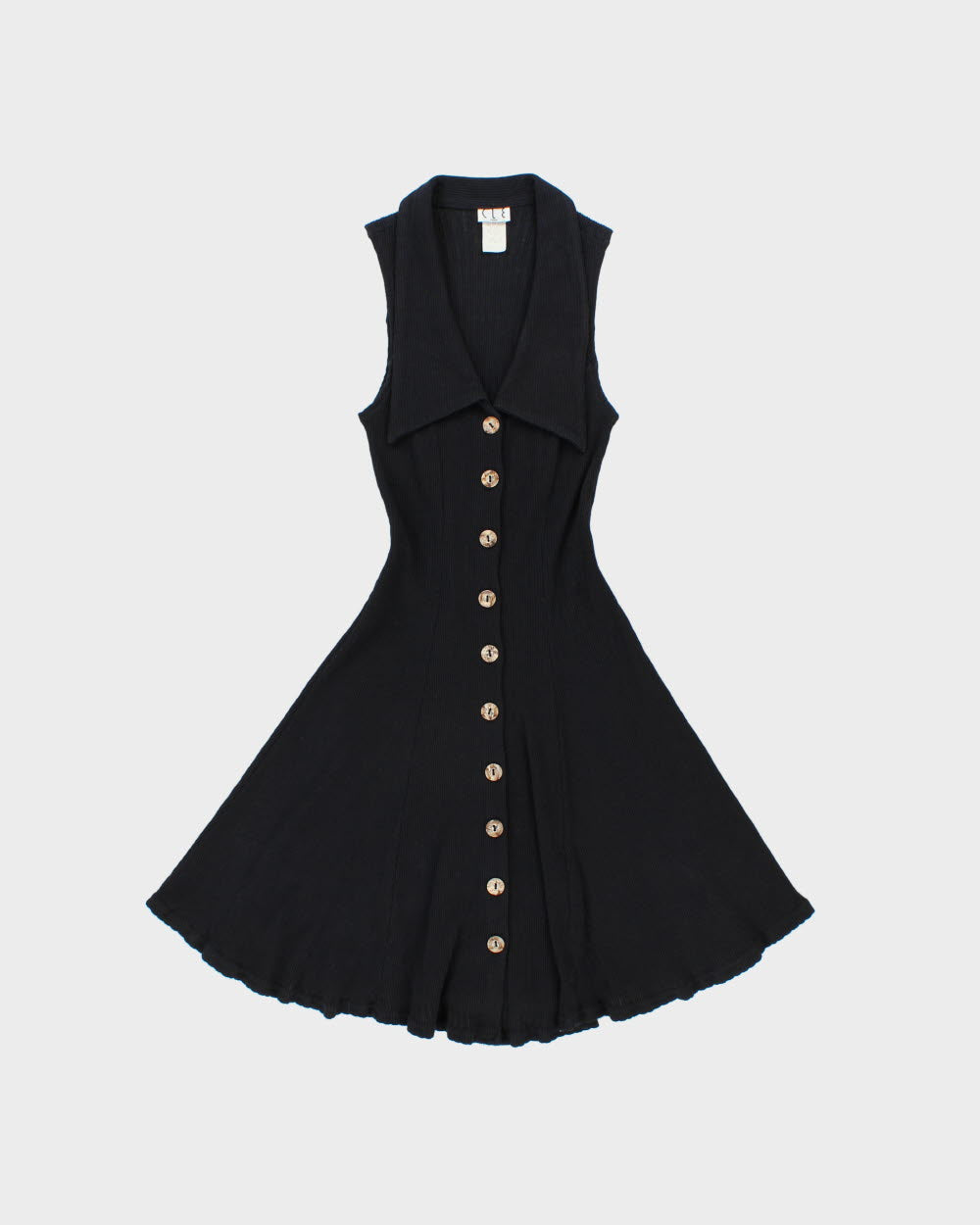 Vintage 1990s CLE Button Through Oversized Collar Dress - S