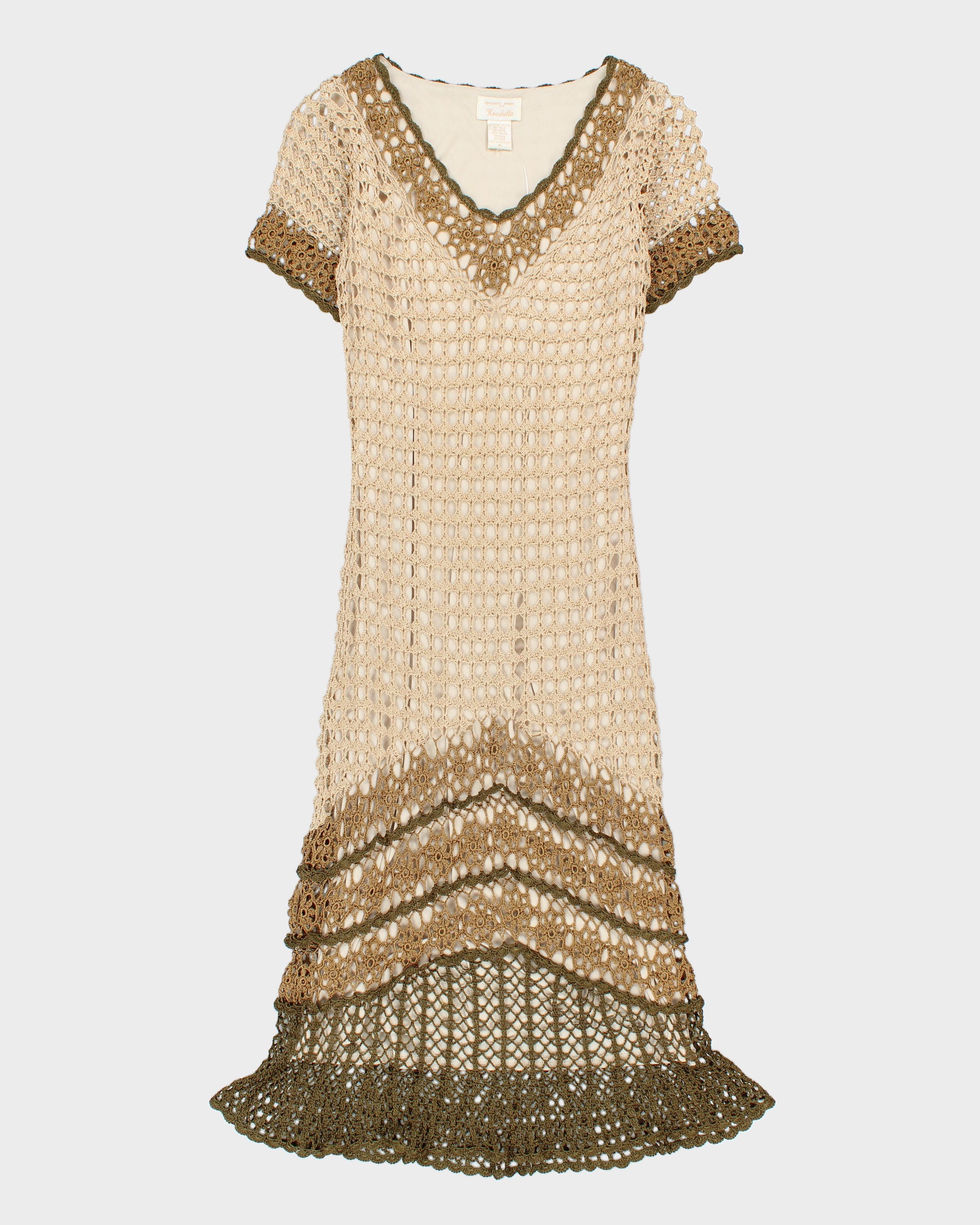 Vintage 1990s Kroshetta Tiered Crochet Dress - M
