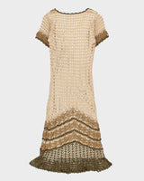 Vintage 1990s Kroshetta Tiered Crochet Dress - M