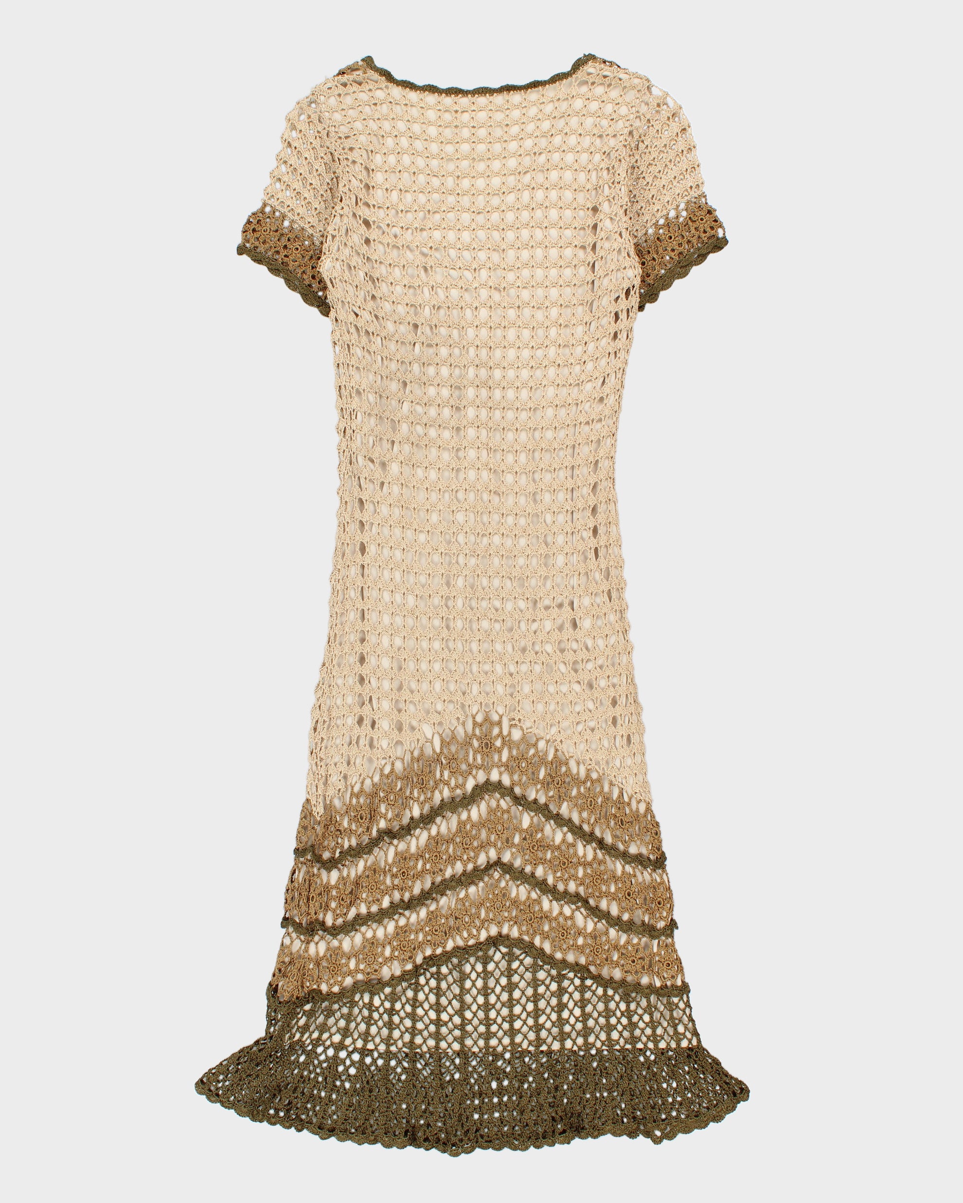 Vintage 1990s Kroshetta Tiered Crochet Dress - M