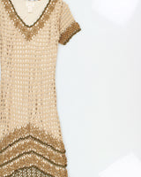 Vintage 1990s Kroshetta Tiered Crochet Dress - M