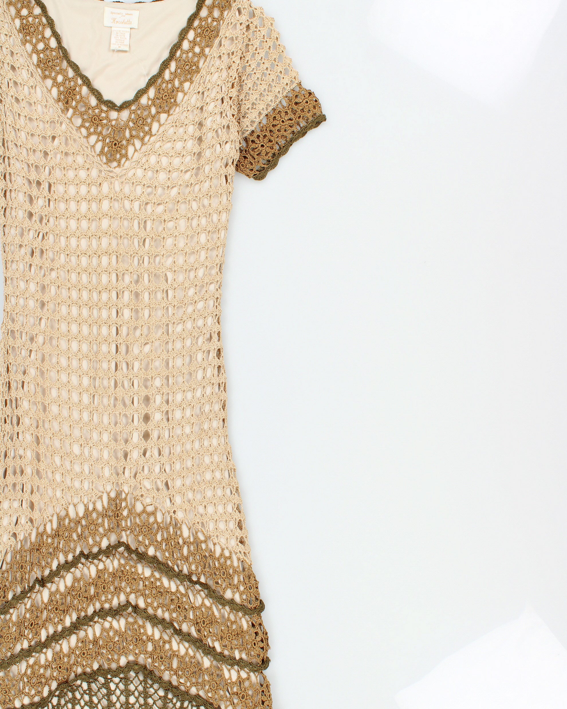 Vintage 1990s Kroshetta Tiered Crochet Dress - M