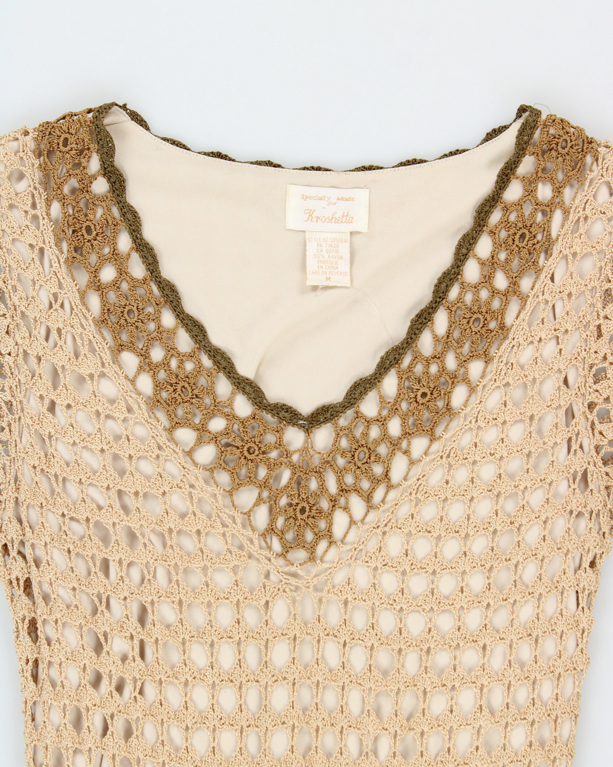 Vintage 1990s Kroshetta Tiered Crochet Dress - M