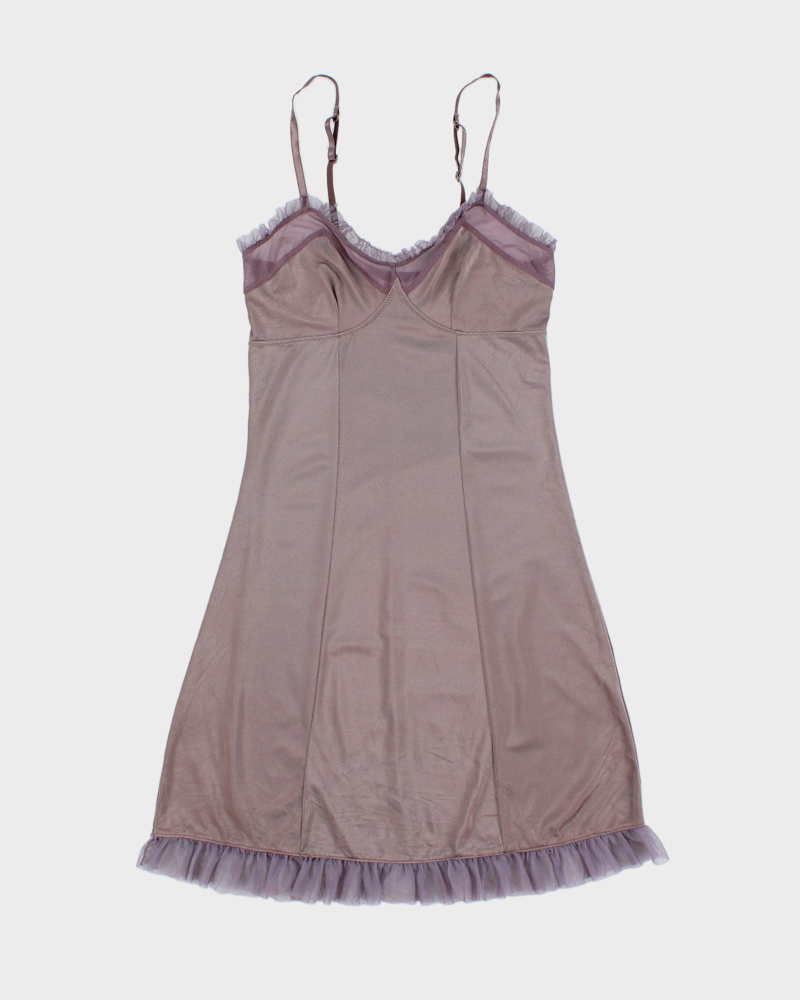 Vintage 2000s La Vie En Rose Slinky Bodycon Ruffle Hem Dress - S