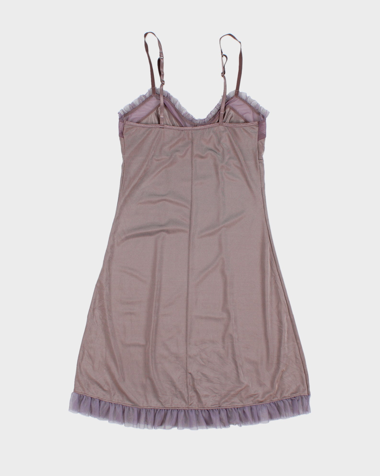 Vintage 2000s La Vie En Rose Slinky Bodycon Ruffle Hem Dress - S