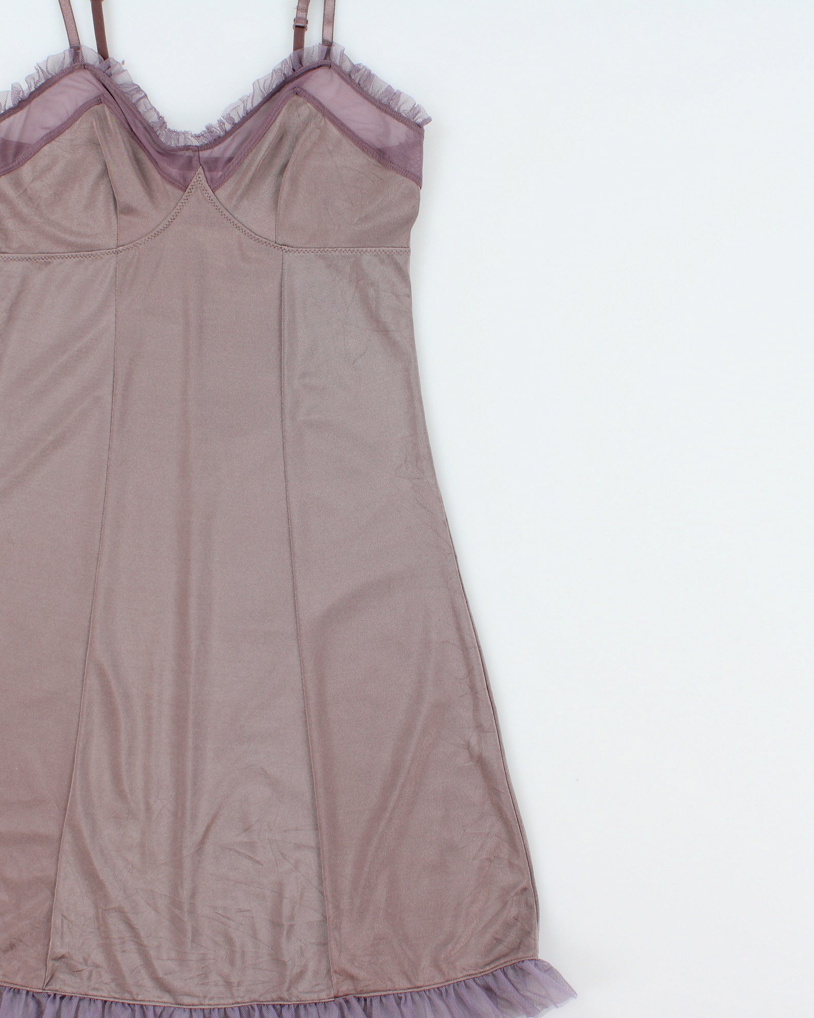 Vintage 2000s La Vie En Rose Slinky Bodycon Ruffle Hem Dress - S