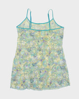 Vintage 1990s Donna Sheer Paisley Pattern Mini Slip Dress - XL