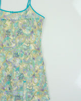 Vintage 1990s Donna Sheer Paisley Pattern Mini Slip Dress - XL