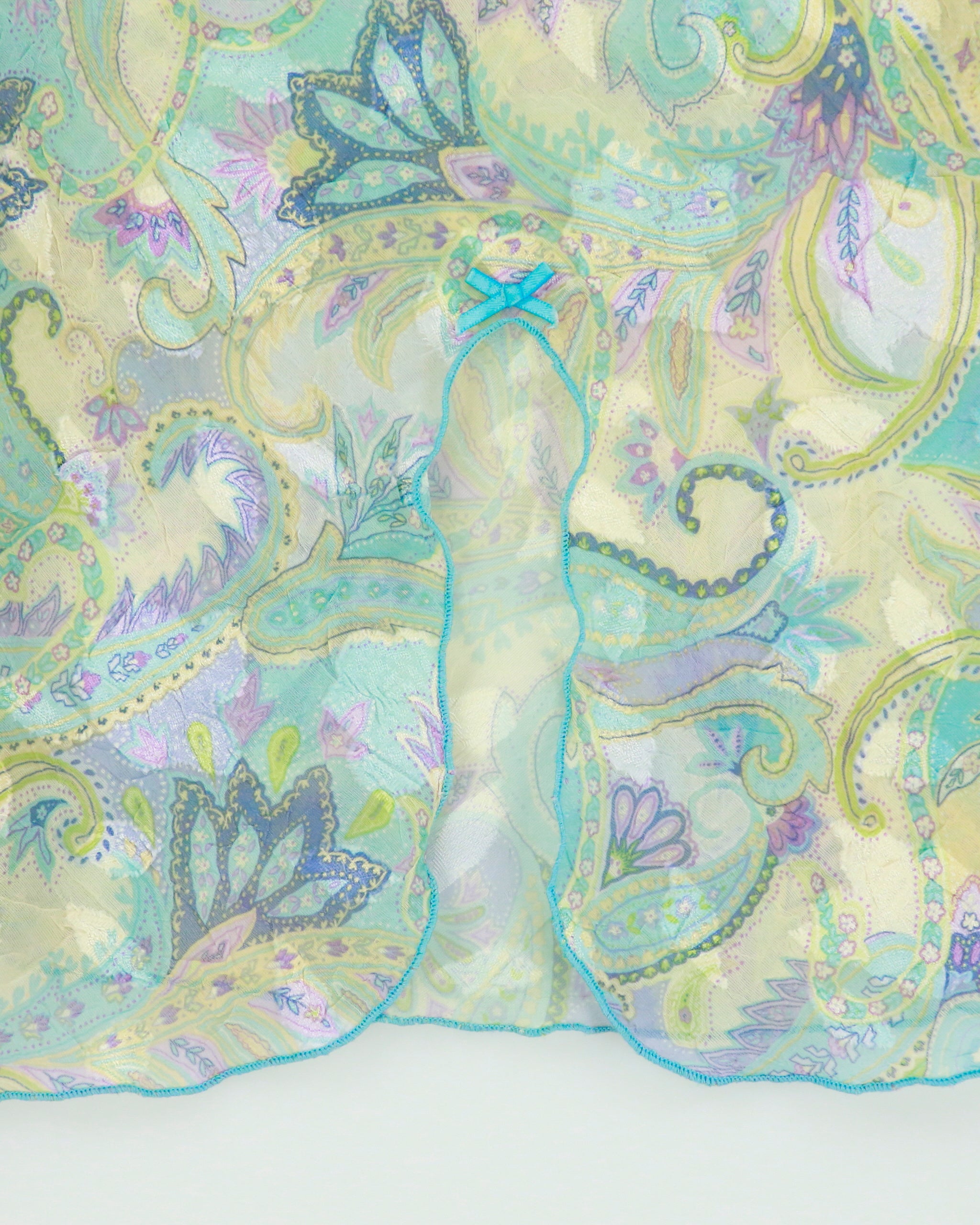 Vintage 1990s Donna Sheer Paisley Pattern Mini Slip Dress - XL
