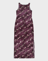 Vintage 1990s Emblem Boat Neck Double Side Split Floral Dress - S