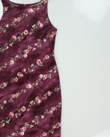 Vintage 1990s Emblem Boat Neck Double Side Split Floral Dress - S