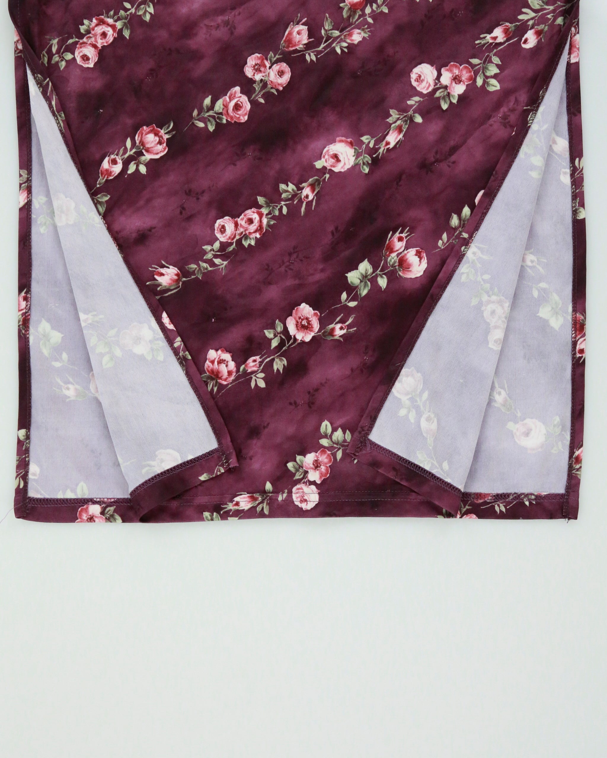 Vintage 1990s Emblem Boat Neck Double Side Split Floral Dress - S