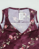 Vintage 1990s Emblem Boat Neck Double Side Split Floral Dress - S