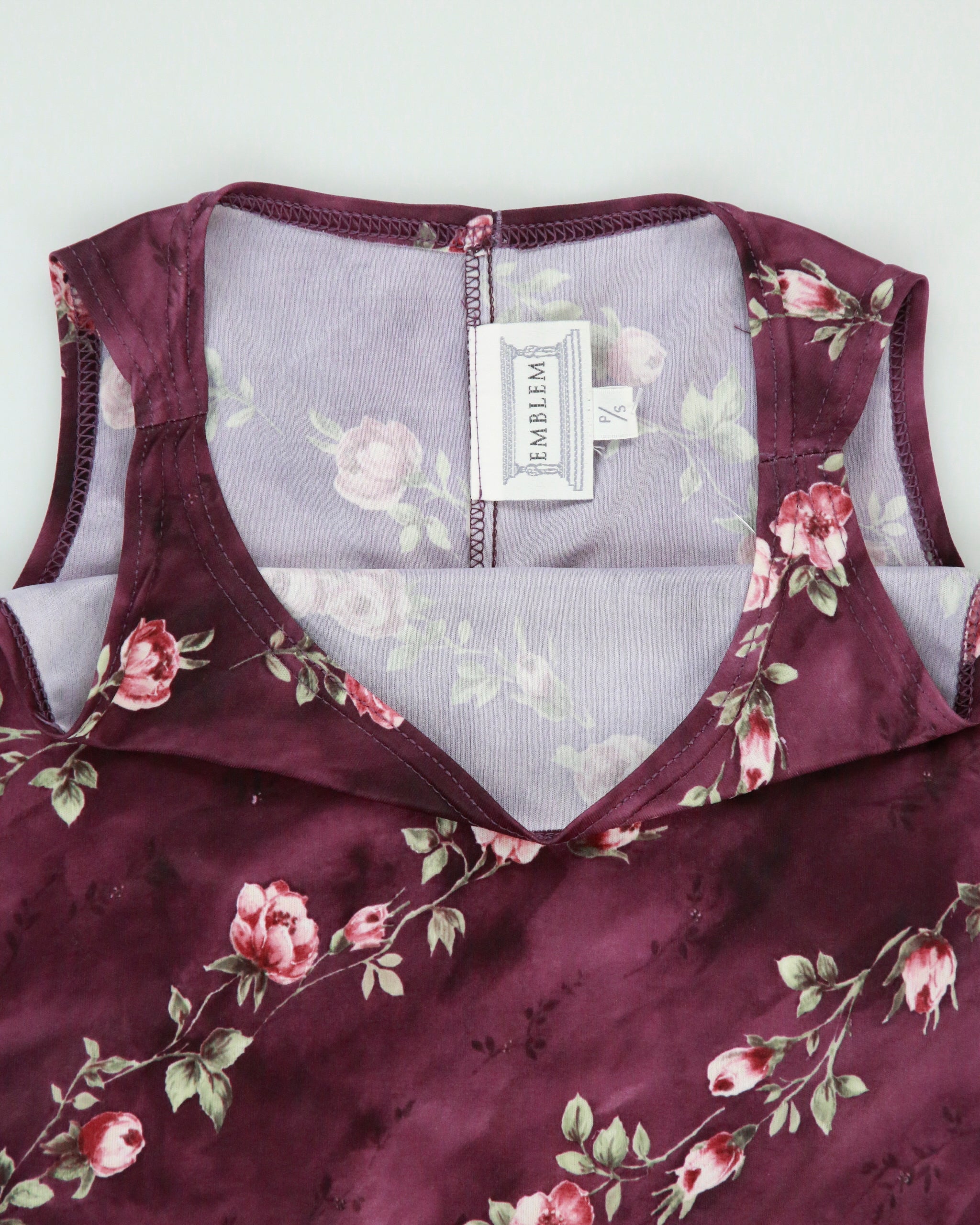 Vintage 1990s Emblem Boat Neck Double Side Split Floral Dress - S