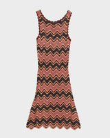 Vintage Y2K 00s Zig-Zag Crochet Scallop Edge Dress - S
