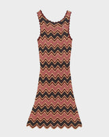 Vintage Y2K 00s Zig-Zag Crochet Scallop Edge Dress - S