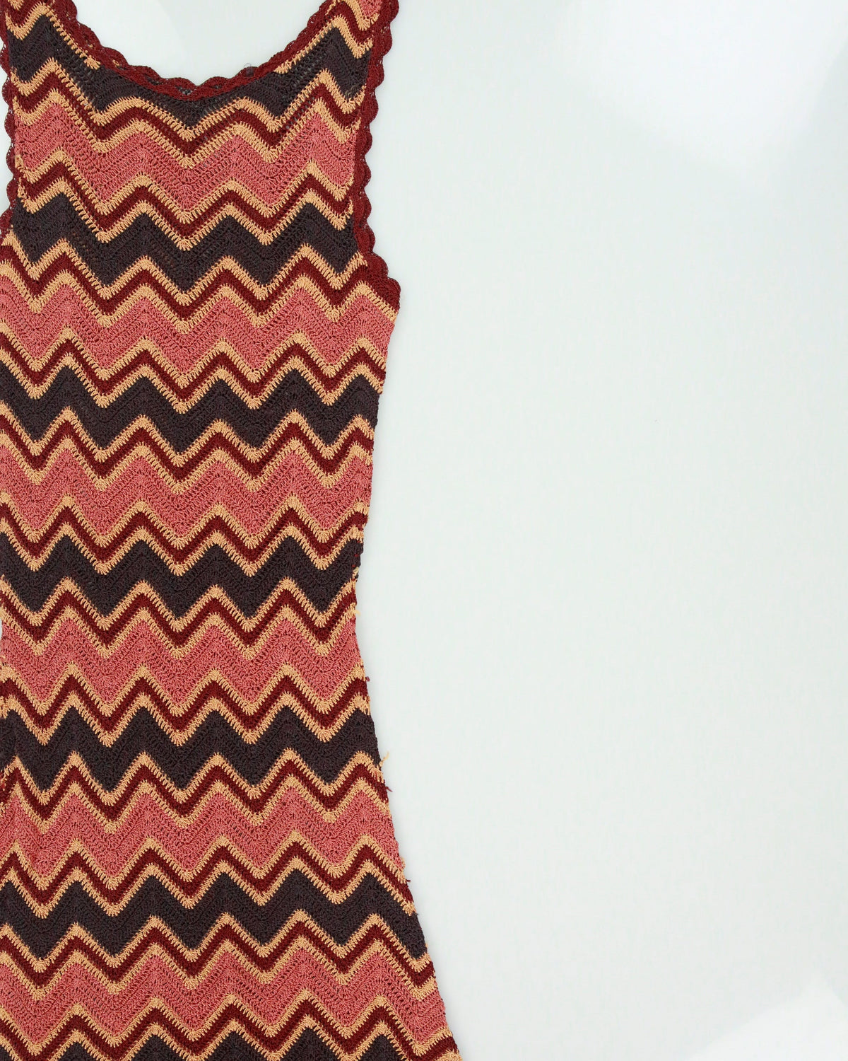 Vintage Y2K 00s Zig-Zag Crochet Scallop Edge Dress - S