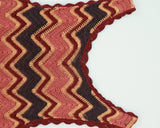 Vintage Y2K 00s Zig-Zag Crochet Scallop Edge Dress - S