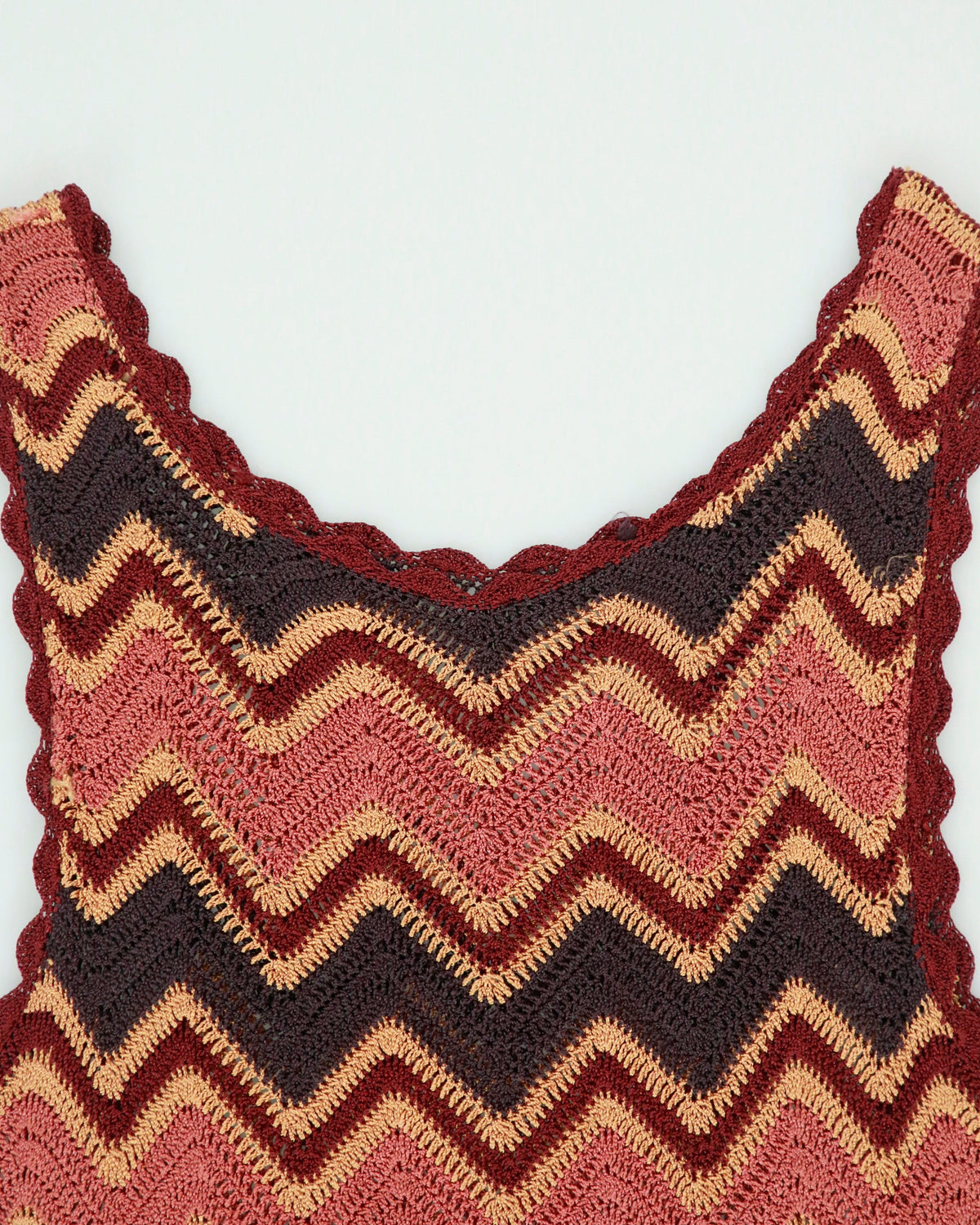 Vintage Y2K 00s Zig-Zag Crochet Scallop Edge Dress - S