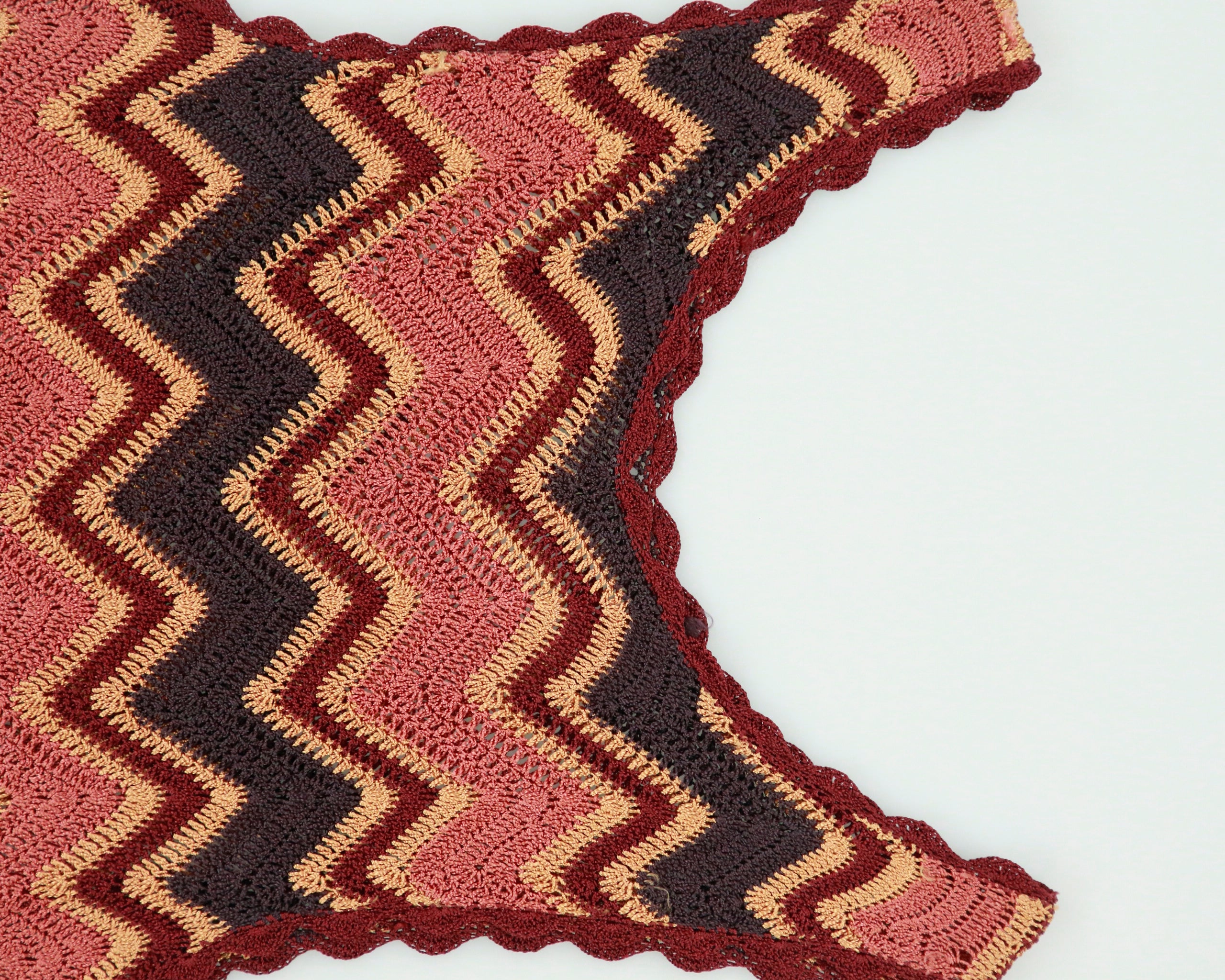Vintage Y2K 00s Zig-Zag Crochet Scallop Edge Dress - S
