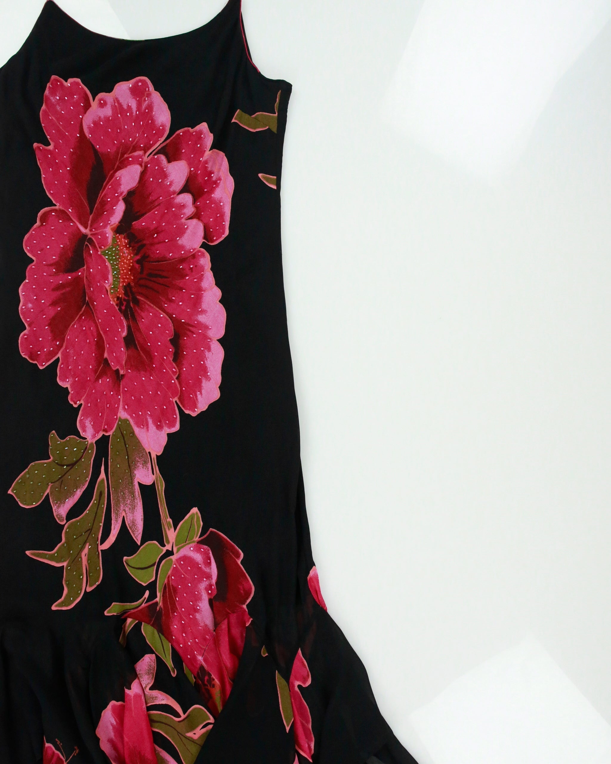Vintage Y2K 2000s Bellessa Floral Beaded Fairy Hem Dress - M