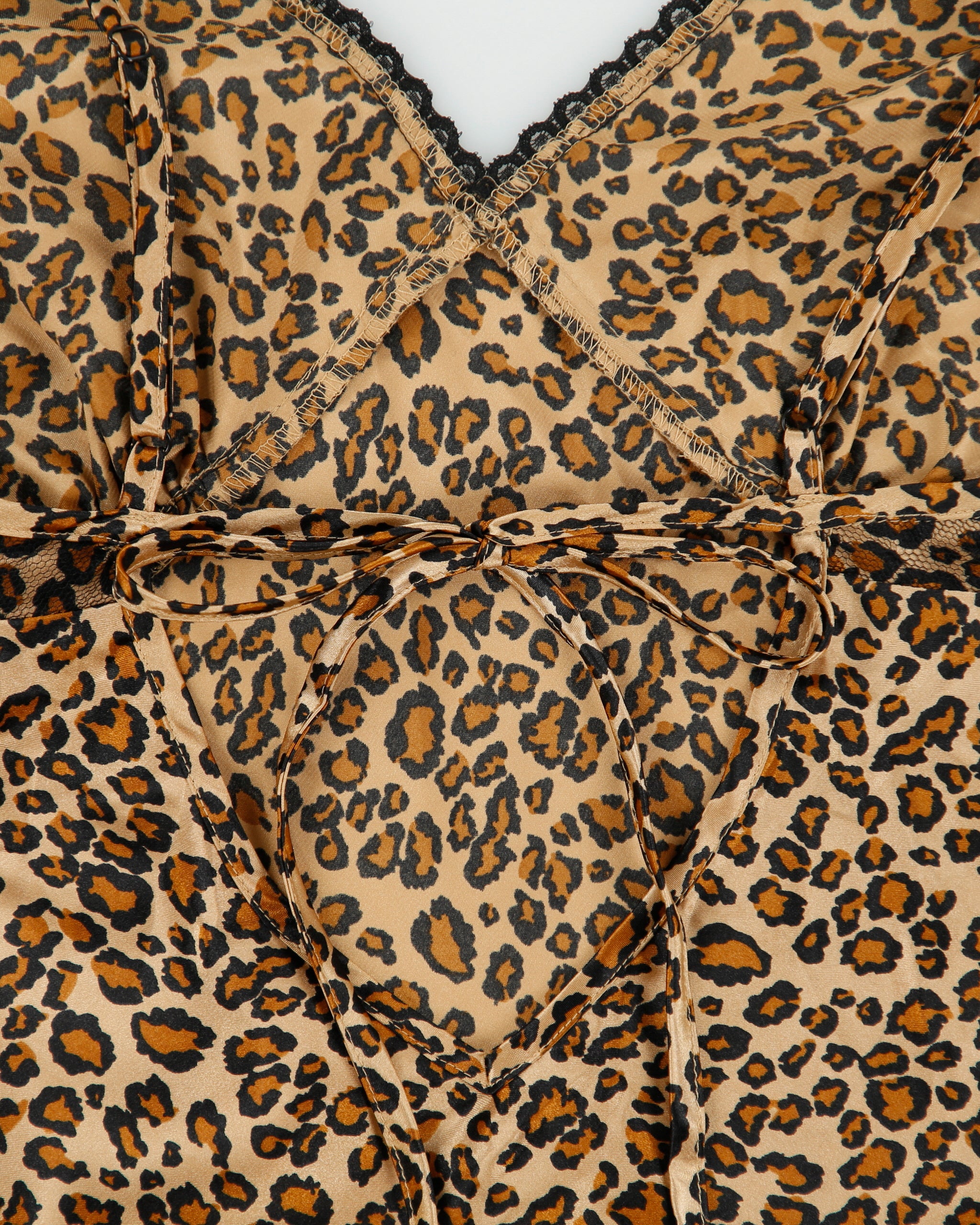 Vintage Y2K 00s Versailles Leopard Print Tie Back Satin Mini Slip Dress - M
