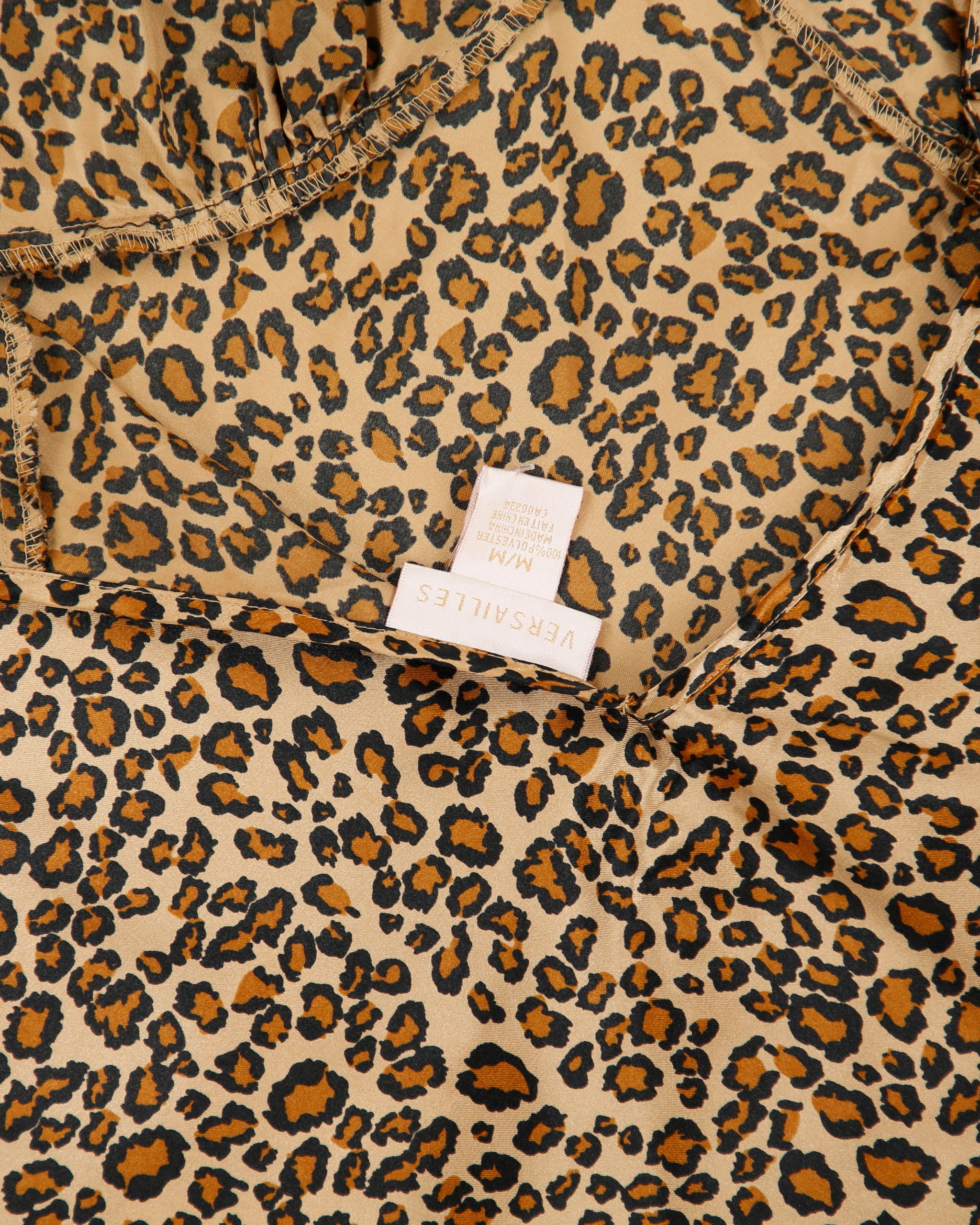 Vintage Y2K 00s Versailles Leopard Print Tie Back Satin Mini Slip Dress - M