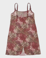 Vintage Y2K 00s Jessica Paisley Pattern Lettuce Hem Front Split Mesh Slip Dress - M