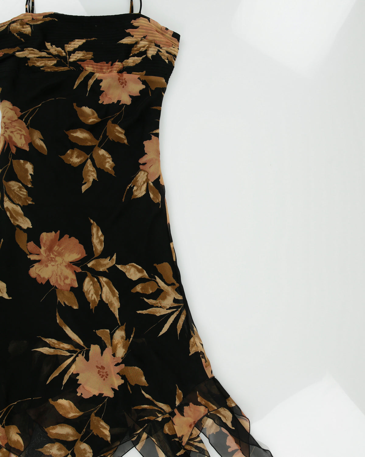Vintage 1990s Liz Mirelli Floral Handkerchief Fairy Hem Floral Dress - S