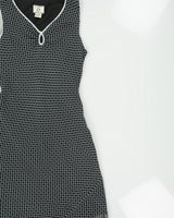 Vintage 1990s Ice Key Hole Silk Spotty Midi Dress - M