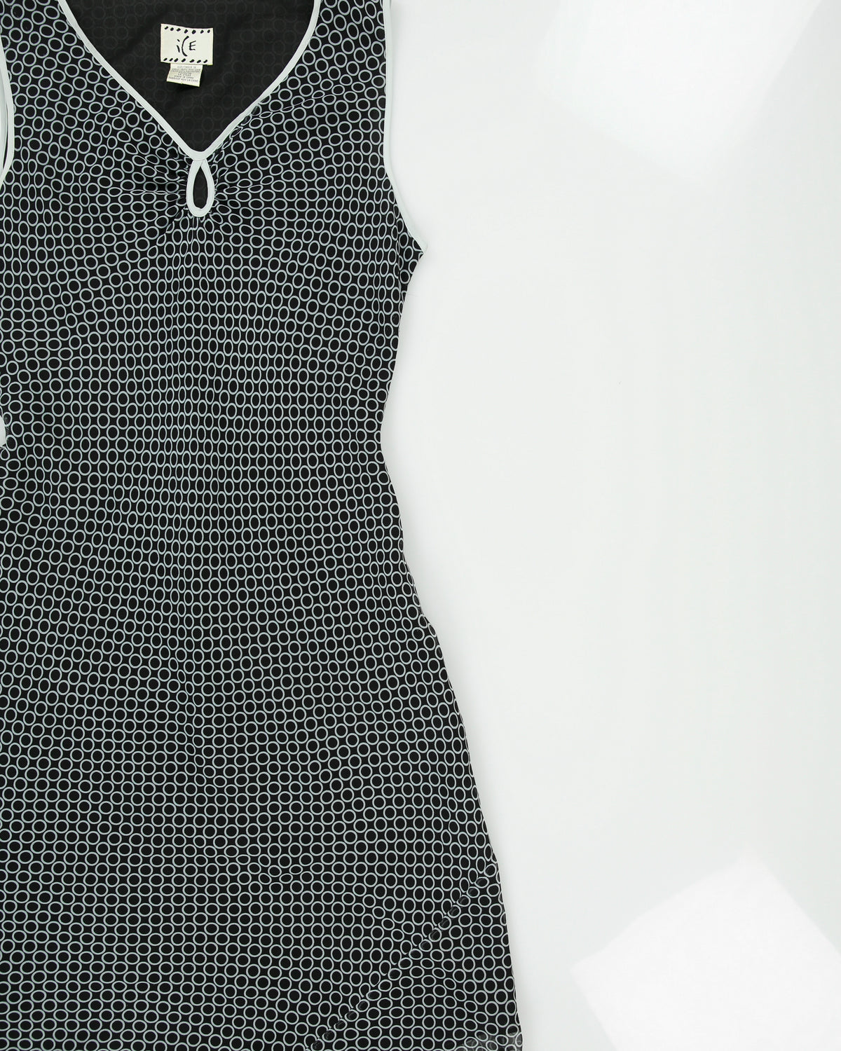Vintage 1990s Ice Key Hole Silk Spotty Midi Dress - M