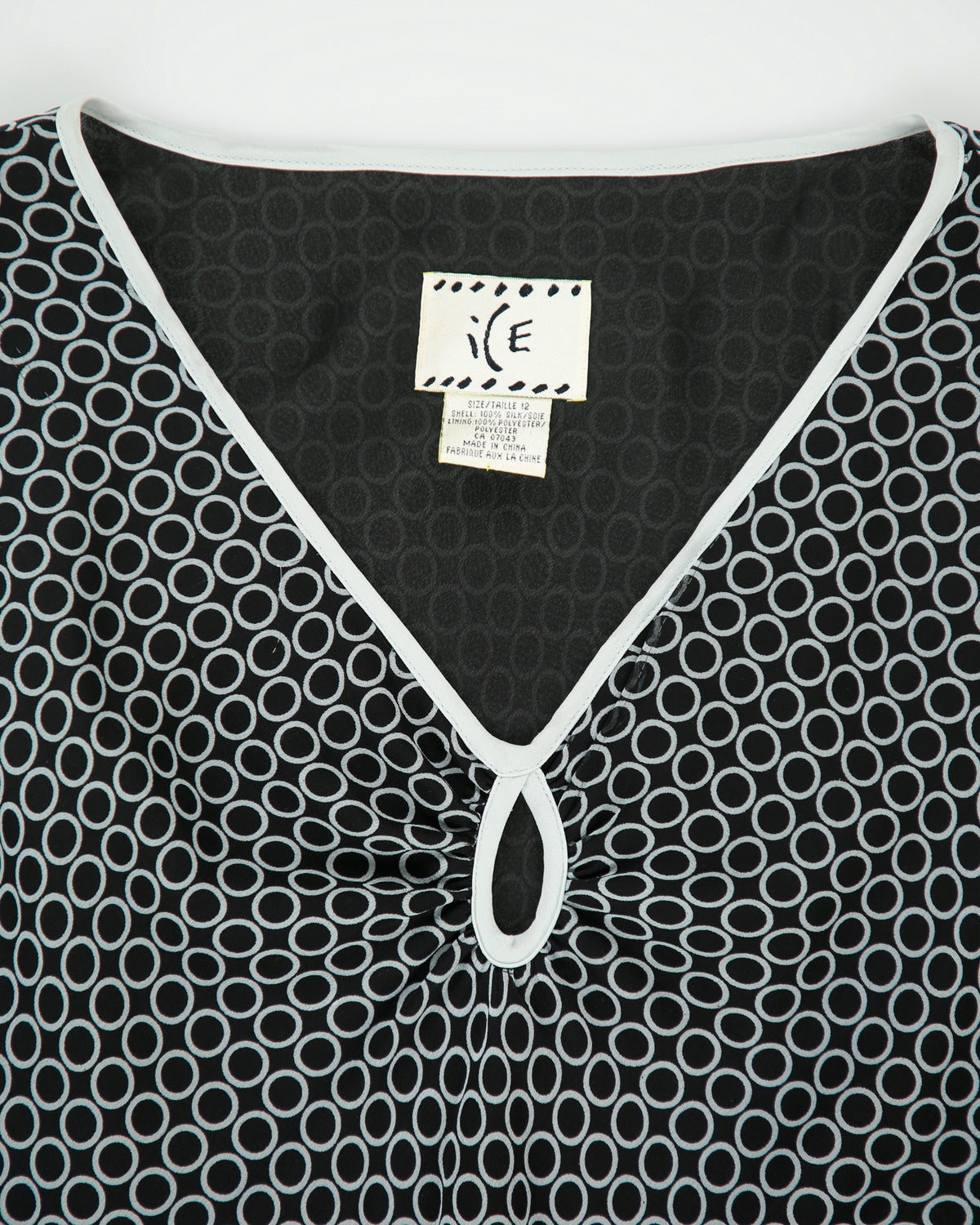 Vintage 1990s Ice Key Hole Silk Spotty Midi Dress - M
