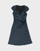 Vintage Y2K 2000s Le Chateau Polka Dot Side Ruched Satin Dress - S