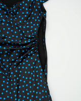 Vintage Y2K 2000s Le Chateau Polka Dot Side Ruched Satin Dress - S