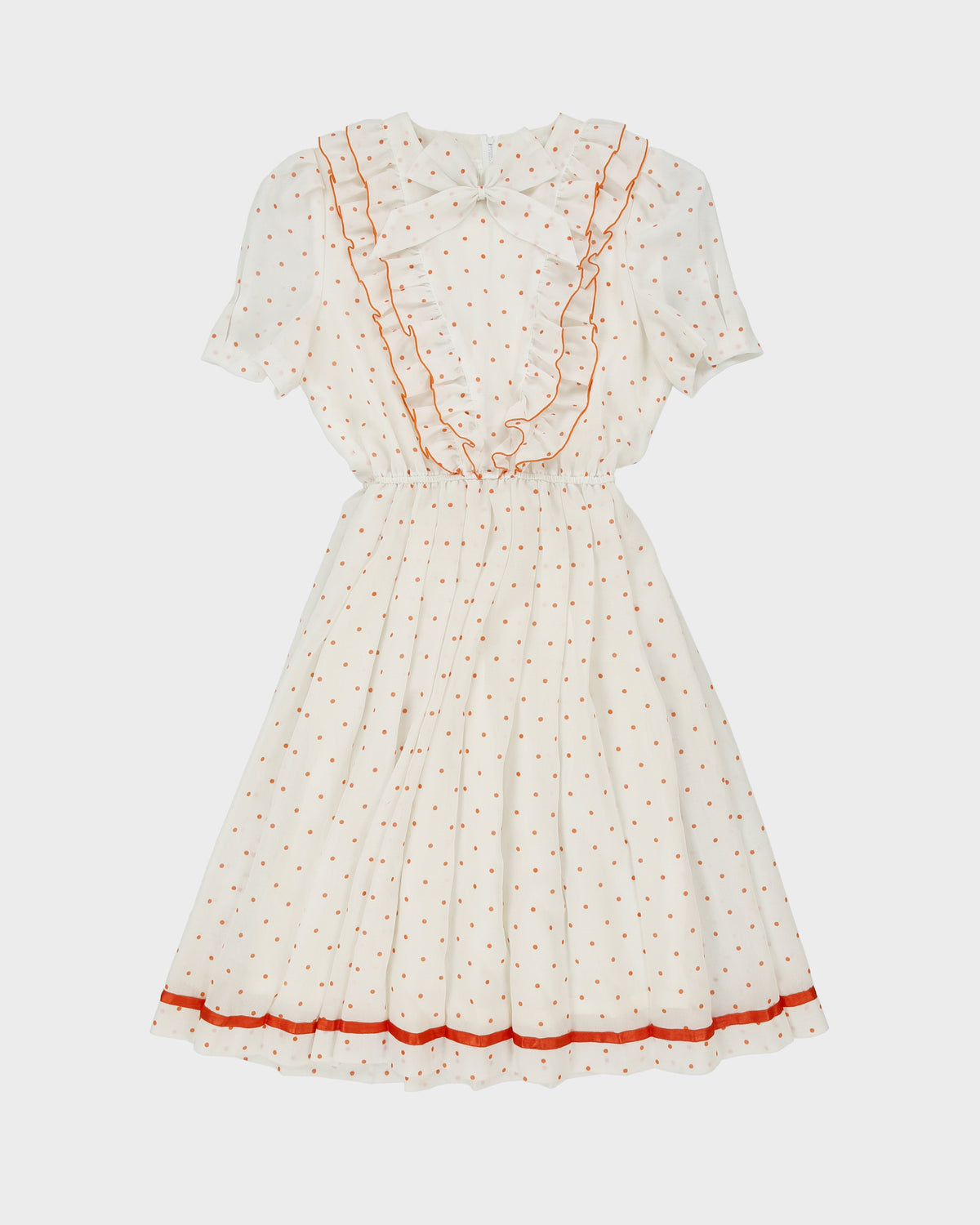Vintage 1980s Chun Mei Boutique Polka Dot Ruffle Detail Dress - S