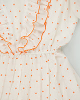 Vintage 1980s Chun Mei Boutique Polka Dot Ruffle Detail Dress - S