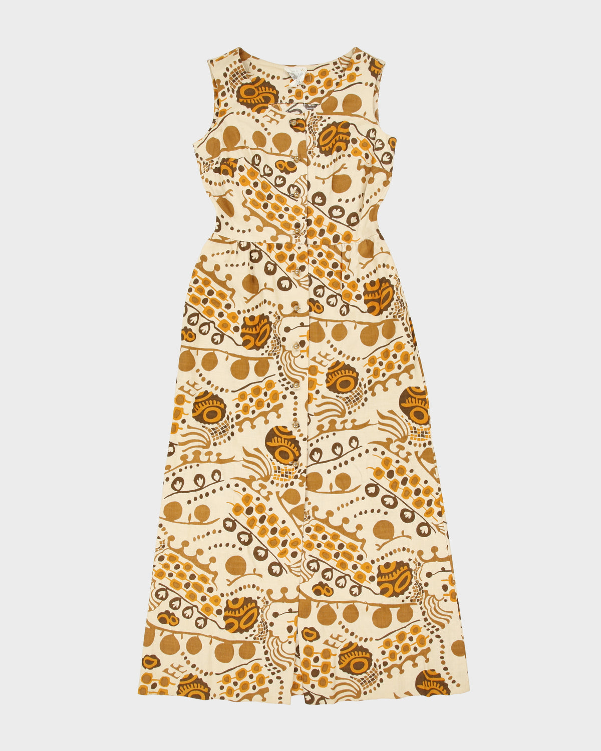 Vintage 1960s Mancini Button Through Sleeveless Dress - M