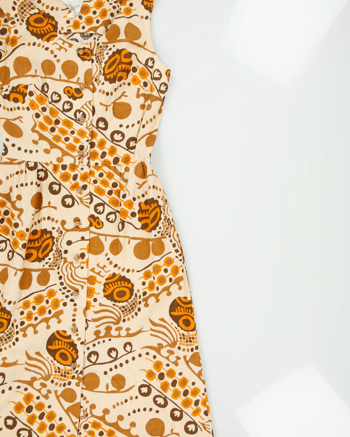Vintage 1960s Mancini Button Through Sleeveless Dress - M