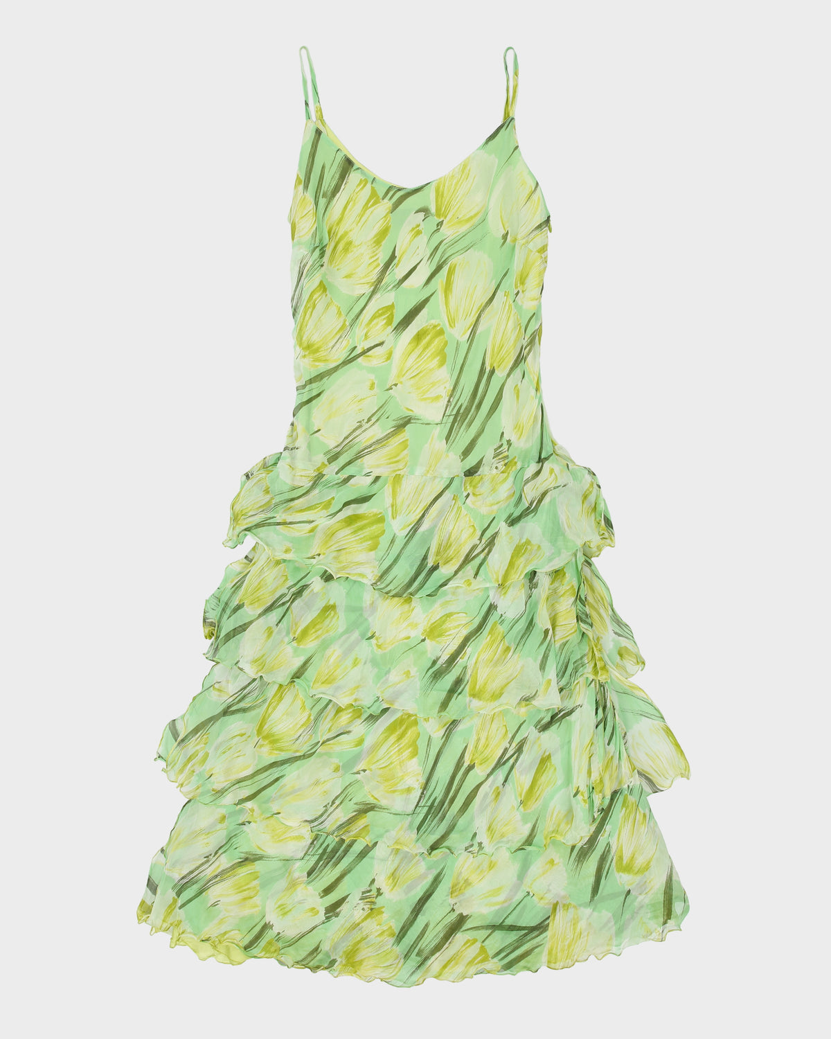 Vintage 1990s Roberto Verino Floral Tiered Hem Dress - S