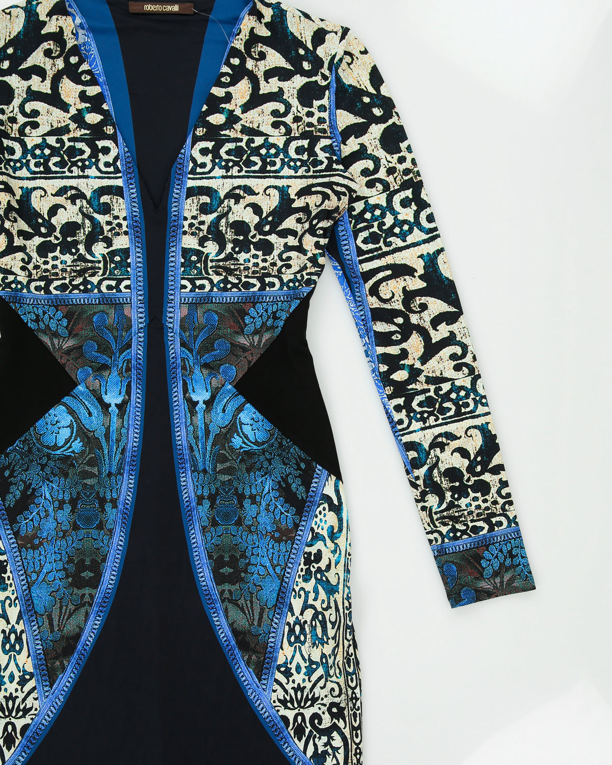 2010s Roberto Cavalli All Over Print Long Sleeve Bodycon Dress - M