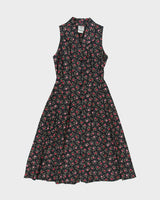 Vintage 1990s Laura Ashley Button Through Floral Sleeveless Dress - S