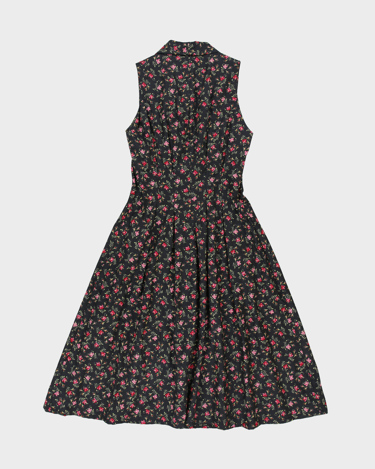Vintage 1990s Laura Ashley Button Through Floral Sleeveless Dress - S