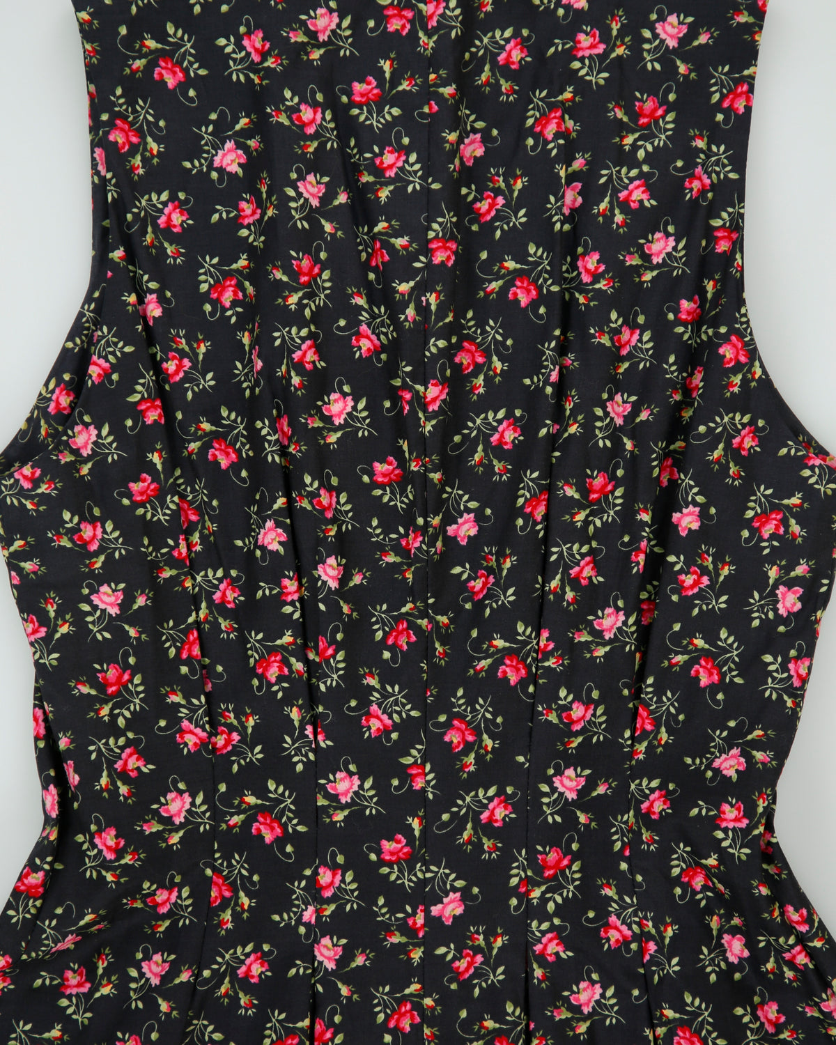 Vintage 1990s Laura Ashley Button Through Floral Sleeveless Dress - S
