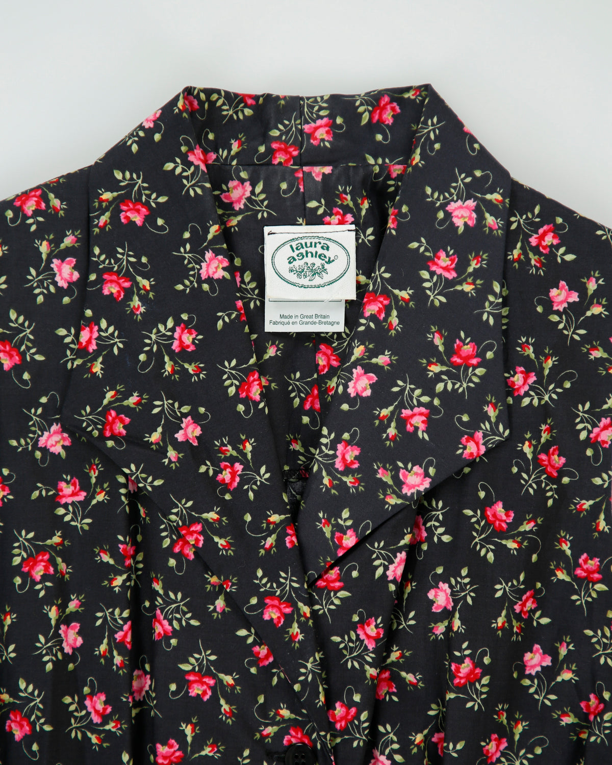 Vintage 1990s Laura Ashley Button Through Floral Sleeveless Dress - S