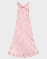 Vintage 1990s ALGO Bias Cut Cowl Neck Satin Maxi Dress - S