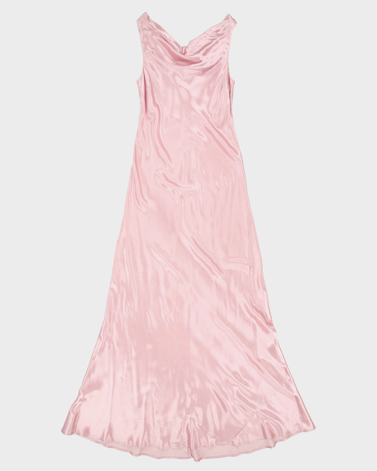 Vintage 1990s ALGO Bias Cut Cowl Neck Satin Maxi Dress - S