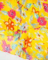 Vintage 1990s Floral Ruffle Beaded Asymmetric Hem Dress - S