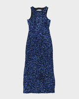 Vintage 1980s Joseph Ribkoff Gala Backless Silk Maxi Sequin Dress - S